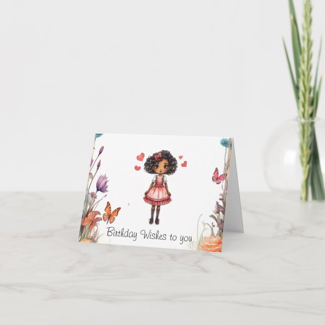 Girly vill att födelsedag ska hälsas tack kort (Framsida)