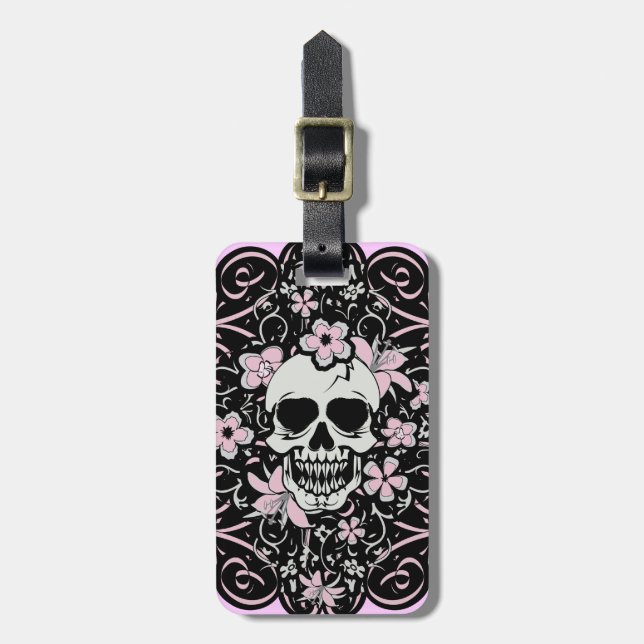 Girly Vintage Skull Bagagebricka (Vertikal Framsida)