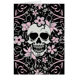 Girly Vintage Skull Hälsningskort