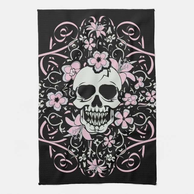 Girly Vintage Skull Kökshandduk (Vertikal)