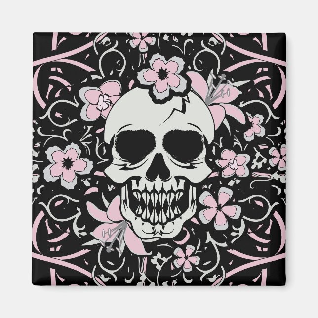 Girly Vintage Skull Magnet (Framsidan)