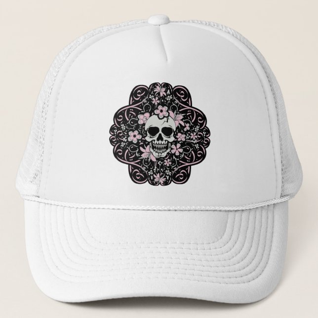 Girly Vintage Skull Truckerkeps (Framsida)