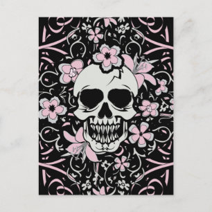 Girly Vintage Skull Vykort
