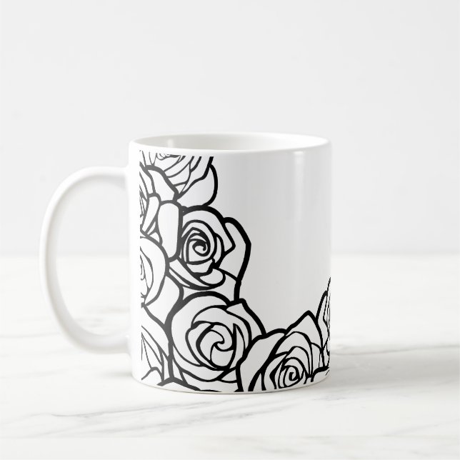 Girly Vintage vit ros Kaffemugg (Vänster)