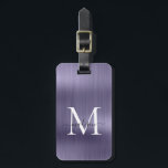 Girly Violet Brushed Metall-skript Monogram Glam Bagagebricka<br><div class="desc">Girly Dusty Violet Light Lila Brushed Metall Script Monogram Cute Bag Märkre</div>