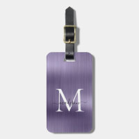 Girly Violet Brushed Metall-skript Monogram Glam