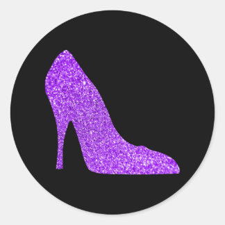 Girly Violet Glitter High Heel Black Runt Klistermärke