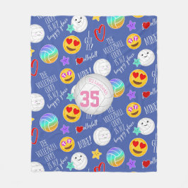 girly volleyball kawaii emoji och typografi fleecefilt