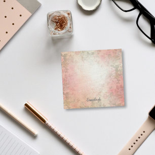 Girly Watercolor Blommigt Monogram Rosa och Grön Post-it Block