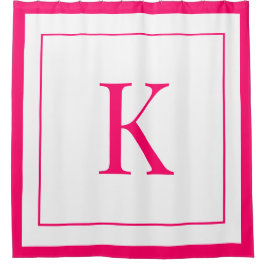 Girly White & Fuchsia  Initial Monogram 