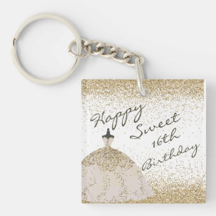 Girly White Golden Boll Gown Sweet 16:e födelsedag