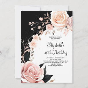 Girly Wildblommor Surprise 40:e födelsedagen Inbjudningar