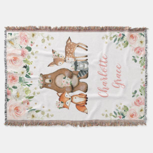 Girly Woodland Animals Nursery Decor  Blommigt Filt