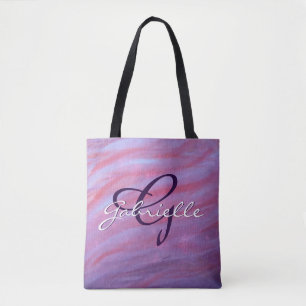 Girly Zebra Abstrakt Cute Rosa Lila Monogram Tygkasse