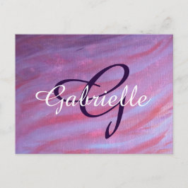 Girly Zebra Abstrakt | Cute Rosa Lila Monogram Vykort