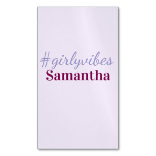 Girlyvibes hashtag ljus lila rosa kvinnliga vibbar magnetiska visitkort