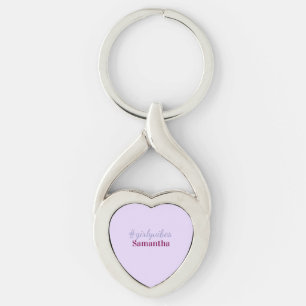 Girlyvibes hashtag ljus lila rosa kvinnliga vibbar twisted heart silverfärgad nyckelring