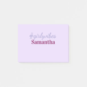 Girlyvibes hashtag ljuslila rosa kvinnliga vibbar post-it block