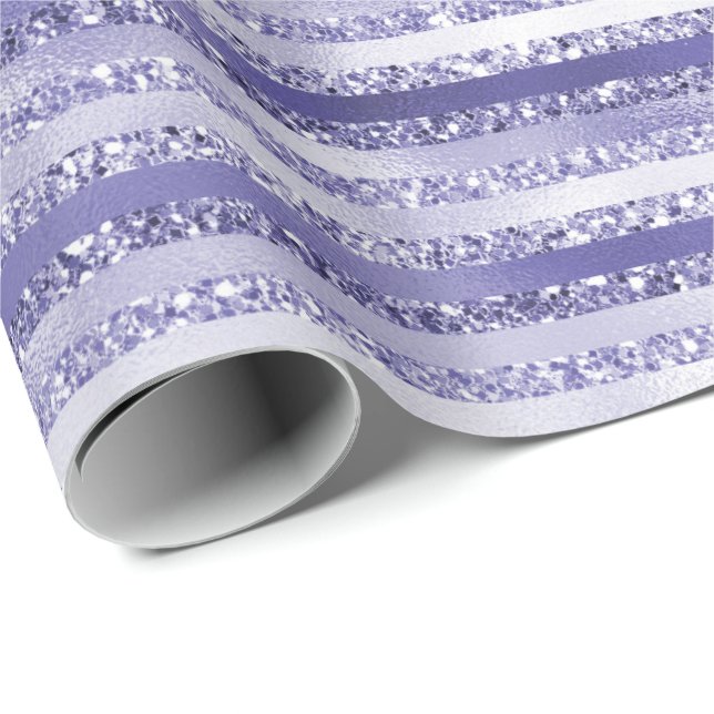 Girma Lila Glitter Glam Rand Presentpapper (Rullad Hörn)