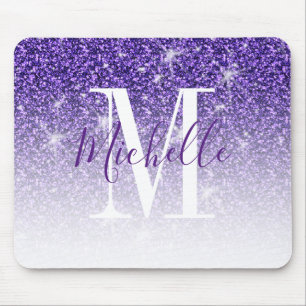 Girma Lila Glitter Gnistra Monogram Namn Musmatta