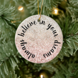 Girma Rosa White Guld Glitz Glitter-citat Julgransprydnad Keramik
