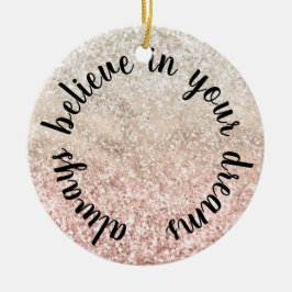 Girma Rosa White Guld Glitz Glitter-citat Julgransprydnad Keramik