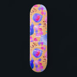 Girmodern abstrakt konst vattenfärg ditt namn mini skateboard bräda 18,5 cm<br><div class="desc">Färgstark lila,  orange och rosa abstrakt modernt konsskateboard med personlig namn i avslappnad handskrivna vita typografiskript.</div>