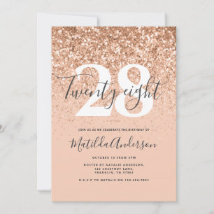 Girmodern persiko-glitter-typografifödelsedag