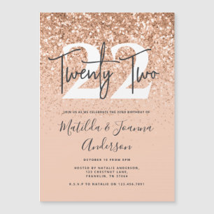Girmodern persiko-glitter-typografifödelsedag