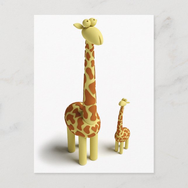 Girrafe och baby Giraffe Vykort (Framsida)