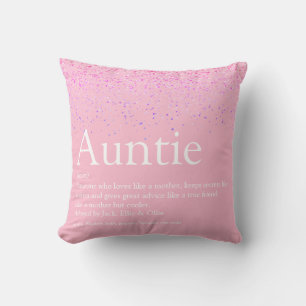 GirRosa Glitter Roligt Best Auntie Moster Definiti Kudde