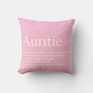 GirRosa Glitter Roligt Best Auntie Moster Definiti Kudde