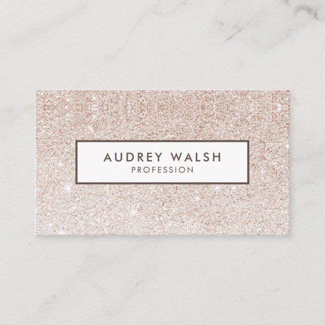 GirSnyggt Champagne rosa glitter och White Visitkort (Framsida)