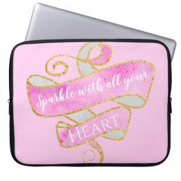 GirSöt Rosa Guld Glitter Gnistra Heart Laptop Fodral