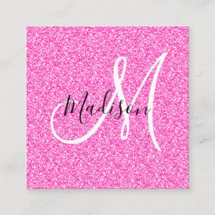 Girts- och Glam Shock rosa Sparkles Monogram Fyrkantigt Visitkort