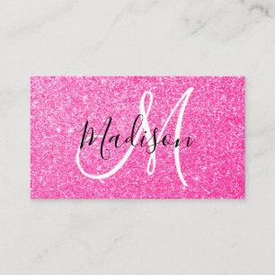 Girts- och Glam Shock rosa Sparkles Monogram Visitkort