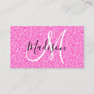 Girts- och Glam Shock rosa Sparkles Monogram Visitkort