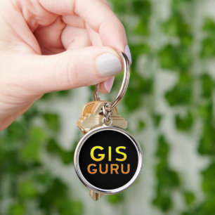 GIS Guru Keychain Rund Silverfärgad Nyckelring