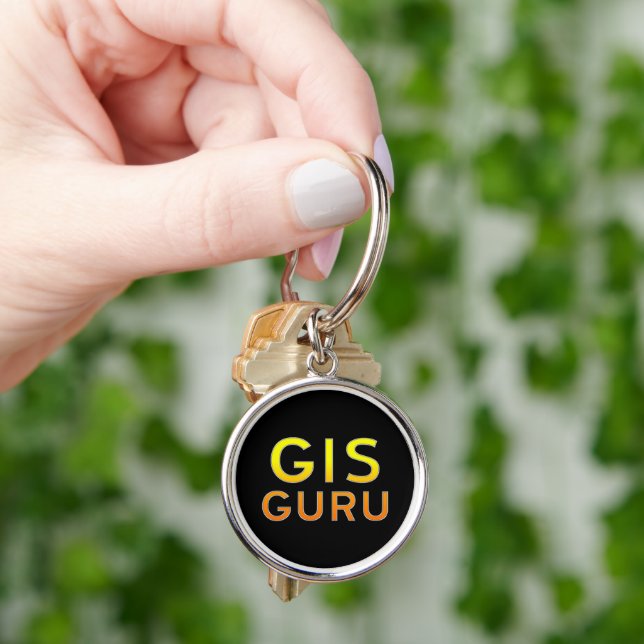 GIS Guru Keychain Rund Silverfärgad Nyckelring (Hand)