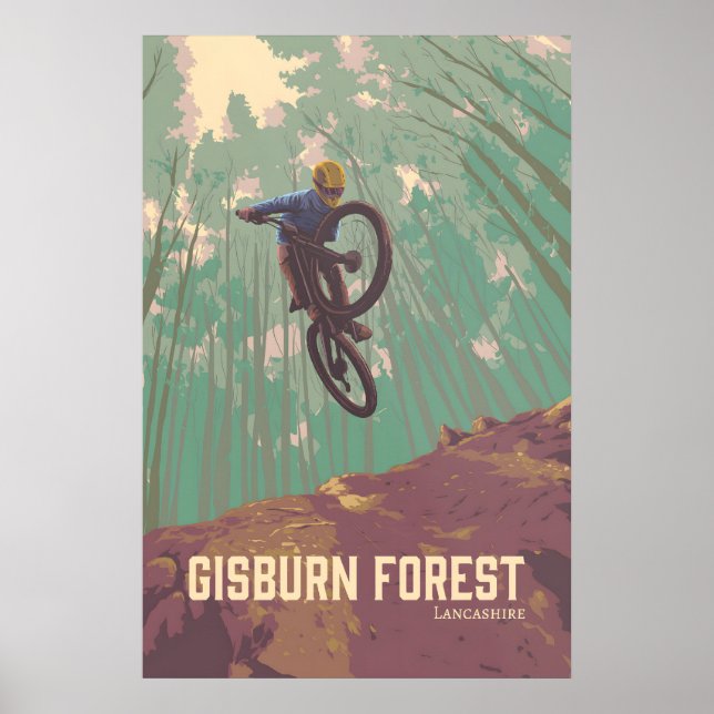 Gisburn Forest Mountainbike Reseskylt Poster (Framsidan)