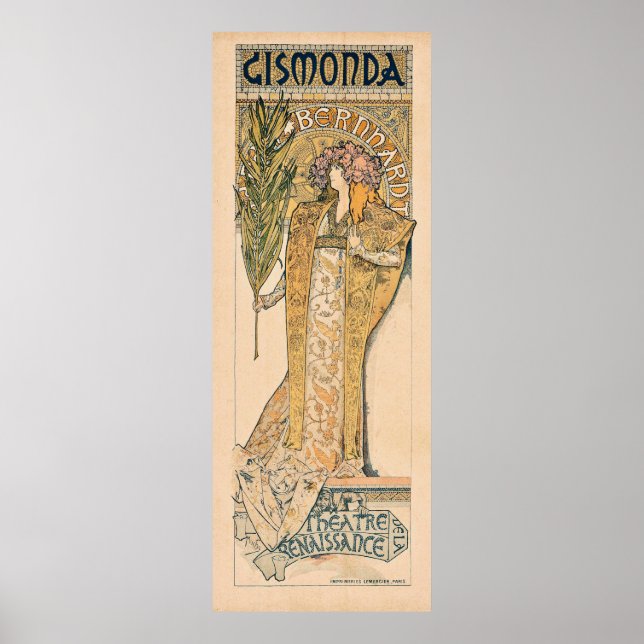 Gismonda av Alphonse Mucha Poster (Framsidan)