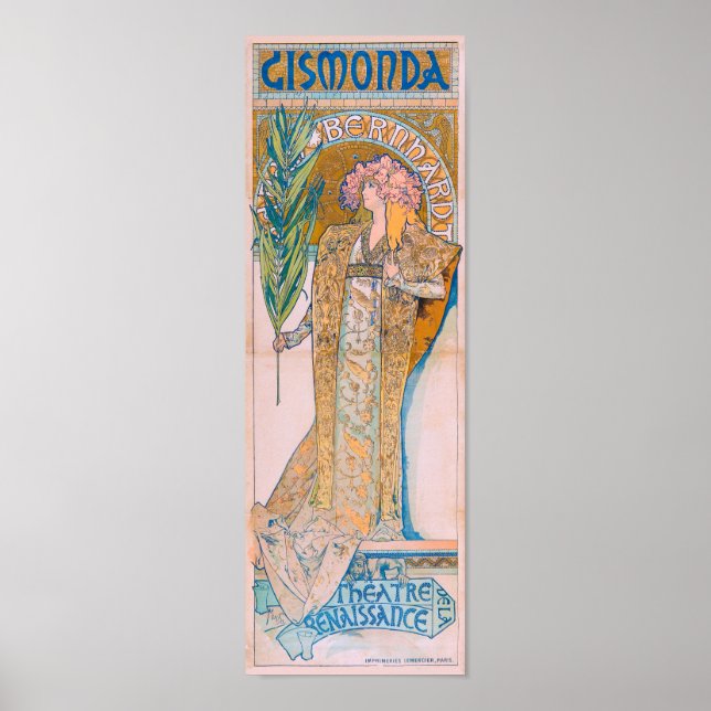 Gismonda, Sarah Bernhardt, Mucha Poster (Framsidan)