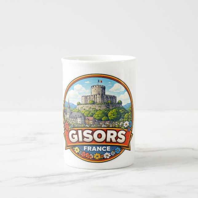 Gisors Frankrike  Benporslin Mugg (Framsidan)