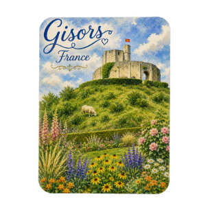 Gisors Frankrike Chateau Normandie akvarell Magnet
