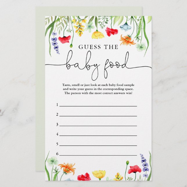 Gissa att matvilten i baby är färgade vilda blommo (Fram/baksida)