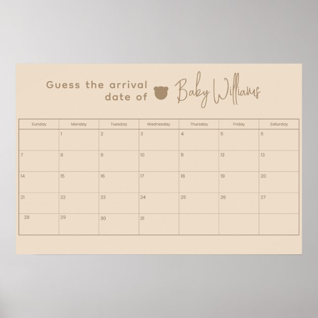Gissa baby-datumspel poster (Framsidan)
