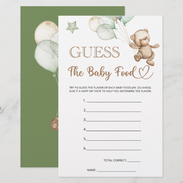 Gissa Baby Food Nalle Baby Shower (Fram/baksida)