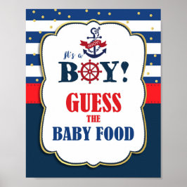 Gissa Baby Food Nautical Baby Shower Game Sign Poster