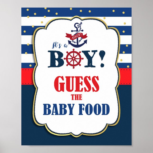 Gissa Baby Food Nautical Baby Shower Game Sign Poster (Framsidan)