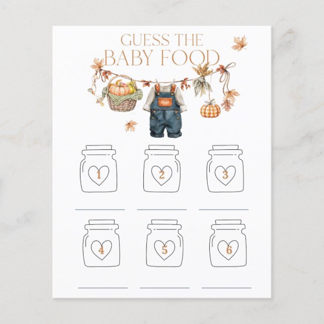 Gissa Baby Food Pumpkin Rustic Baby Shower-spel (Framsida)